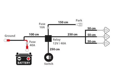 Reläkabelsats för 3st ljus med DT-3 kontakt - Reläsats & Kabelsats - 8020104404 - 2
