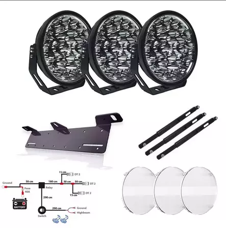 Extraljuspaket W9 DARK EDITION 3-Pack inkl. Stenskottsskydd - LED-extraljus - 8020120196 - 1